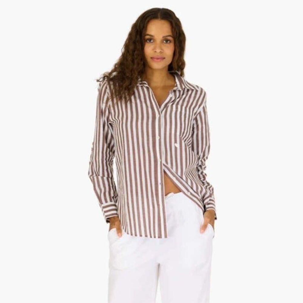 Kerri Rosenthal Mia Shirt Tunic Top Buttondown Stripe Printed Cotton S 284415